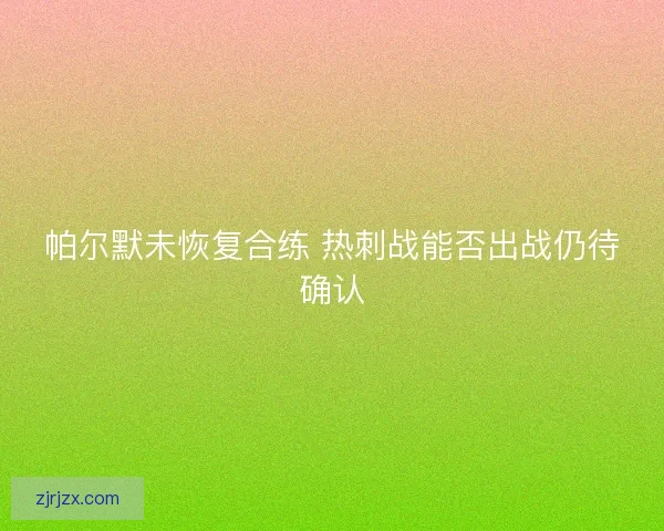 帕尔默未恢复合练 热刺战能否出战仍待确认